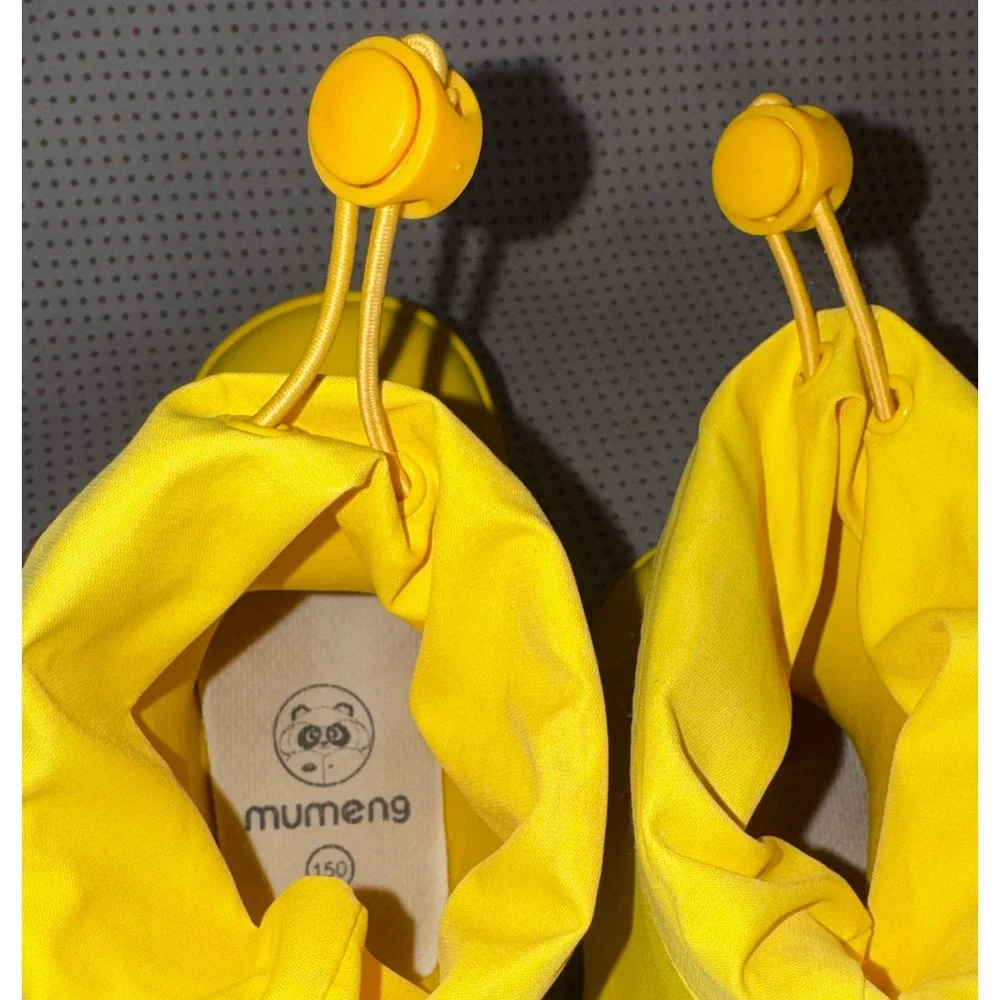 Mumeng Kids Yellow Dinosaur Excavator Rain Boots Waterproof Drawstring US 6